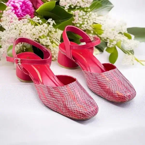 Red & White Dusk Heels Block Heel PIU_231 Sofa Rexine ladies shoes PumpItUp.pk