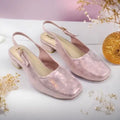 Rose Gala Gleam Slingback Block Heel PIU_214 Imported Sofa Rexine ladies shoes PumpItUp.pk