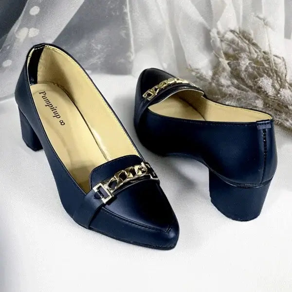 Royale Black Block Heel PIU_260 sofa rexine ladies shoes pumpitup.pk