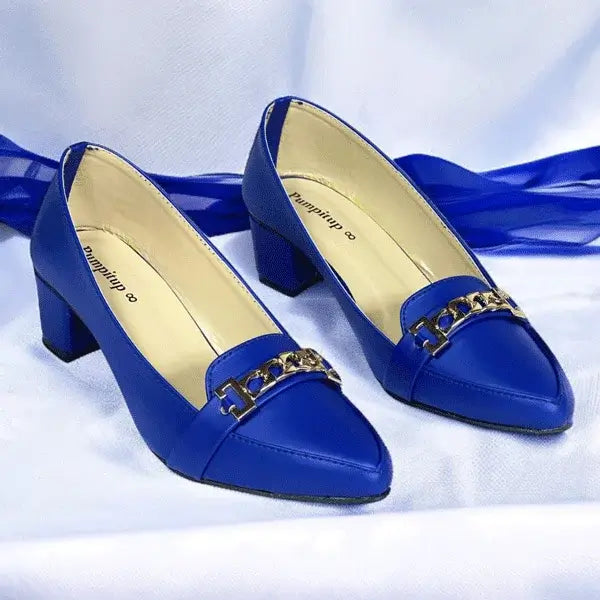 Royale Blue Block Heel PIU_261 sofa rexine ladies shoes pumpitup.pk
