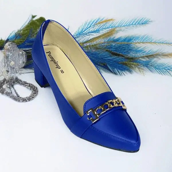 Royale Blue Block Heel PIU_261 sofa rexine ladies shoes pumpitup.pk