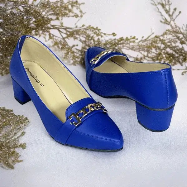 Royale Blue Block Heel PIU_261 sofa rexine ladies shoes pumpitup.pk