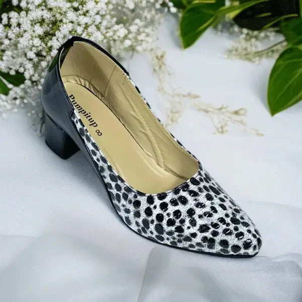 Sable Noir Block Heel PIU 256 patent rexine ladies shoes pumpitup.pk