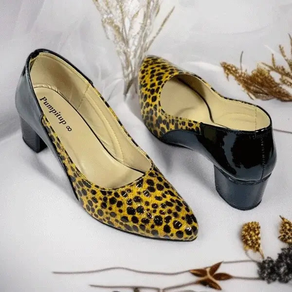 Sable Mocha Block Heel PIU 257 patent rexine ladies shoes pumpitup.pk