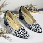 Sable Noir Block Heel PIU 256 patent rexine ladies shoes pumpitup.pk