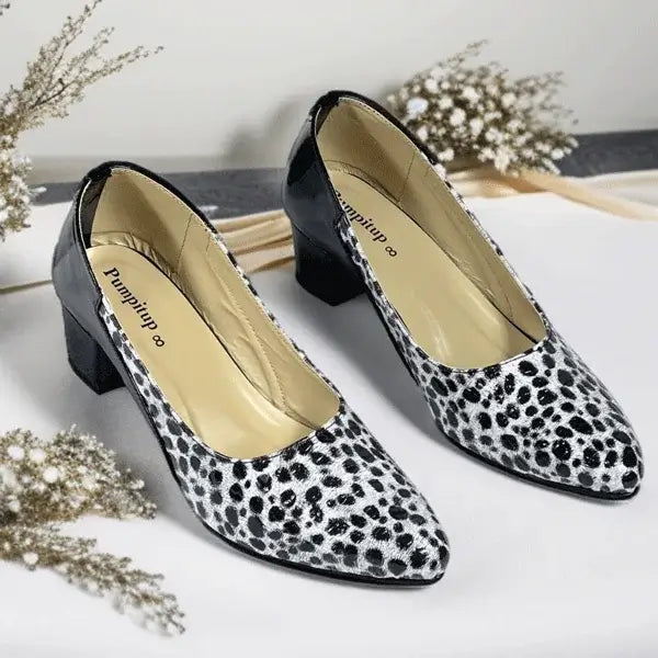 Sable Noir Block Heel PIU 256 patent rexine ladies shoes pumpitup.pk