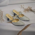 Shiny Silver Pencil Heel Party Pump PIU_35 Shine Rexine ladies shoes PumpItUp.pk