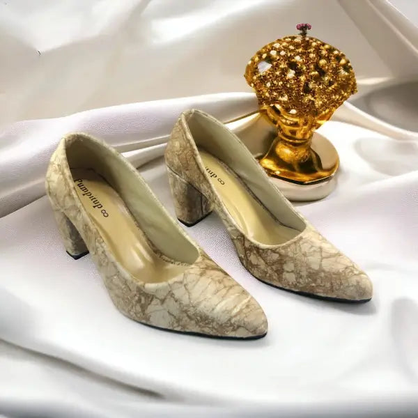 Skin Crushed Comfy Block Heel Pump PIU_148 Crushed Amara Fabric ladies shoes PumpItUp.pk