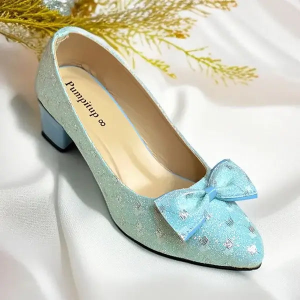 Skyra Bow Block Heel PIU_255 Fine Shiny Rexine ladies shoes PumpItUp.pk