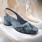 Slate Gray Python Power Slingback Block Heel PIU_219 Imported Patent Rexine ladies shoes PumpItUp.pk