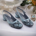 Slate Gray Python Power Slingback Block Heel PIU_219 Imported Patent Rexine ladies shoes PumpItUp.pk