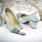 White Aurora Glow Block Heel PIU_184 Patent Rexine ladies shoes PumpItUp.pk