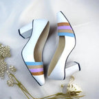 White Aurora Glow Block Heel PIU_184 Patent Rexine ladies shoes PumpItUp.pk