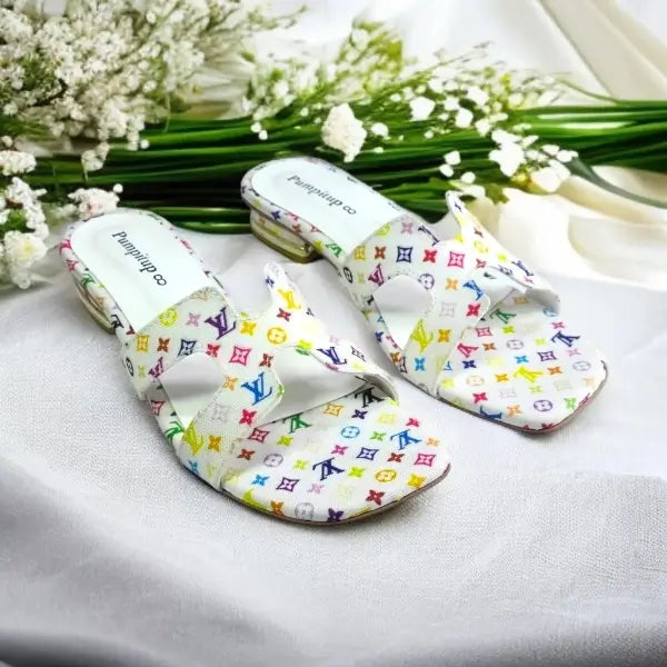 Classic White Luxury-Inspired Heel Sandal PIU_153 HLV Jeans Rexine ladies shoes PumpItUp.pk