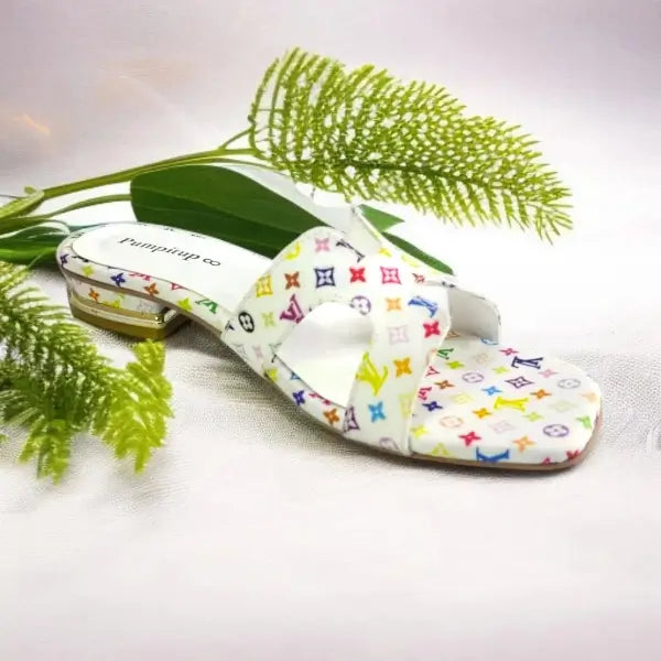 Classic White Luxury-Inspired Heel Sandal PIU_153 HLV Jeans Rexine ladies shoes PumpItUp.pk