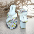 White LVX Super Comfy Block Heel Sandal PIU_156 Jeans + Sofa Rexine ladies shoes PumpItUp.pk