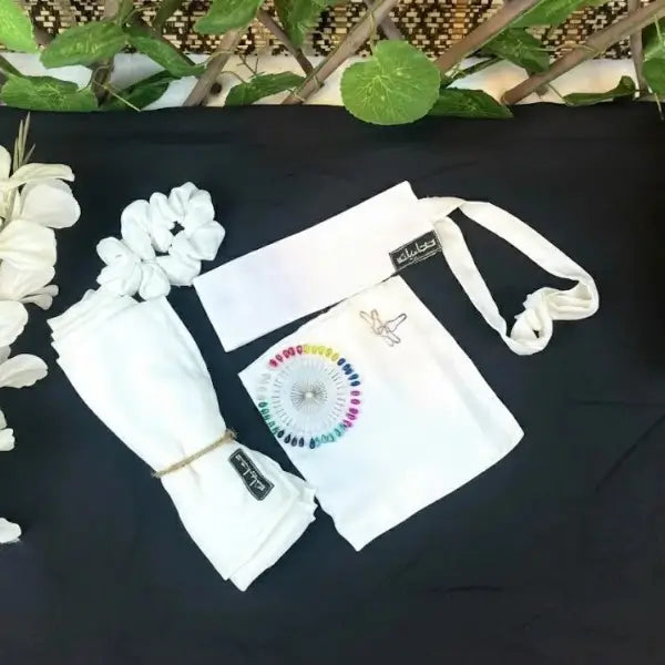 White Saudi Niqab Set HB-43 Double Georgette modest wear by Hijabiyana by PumpItUp