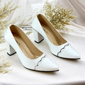 White Wave Block Heel PIU_247 Patent Rexine ladies shoes PumpItUp.pk