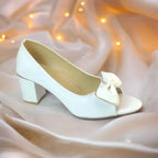 White Whisper Peep Toe Block Heel PIU_181 White Patent Rexine ladies shoes PumpItUp.pk