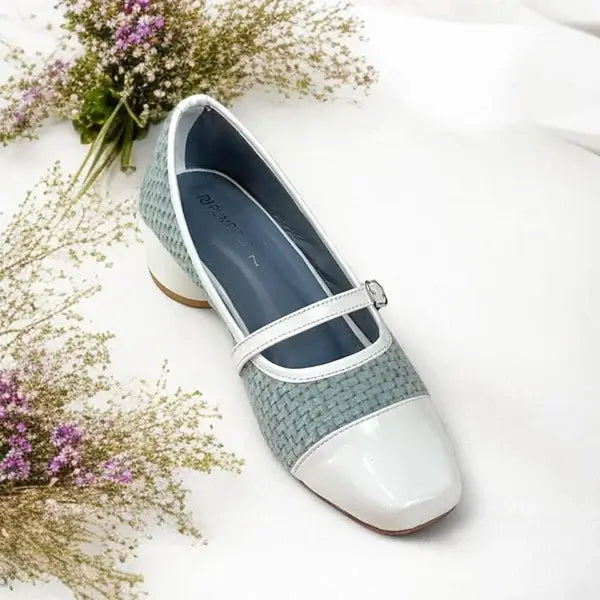 White Woven Retro Block Heel PIU_246 Patent & Amarah Rexine ladies shoes PumpItUp.pk