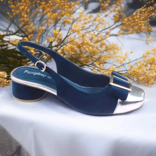 ZS Monarch Luxe Slingback Block Heels PIU_213 Amarah & Patent Rexine ladies shoes PumpItUp.pk