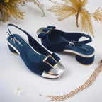 ZS Monarch Luxe Slingback Block Heels PIU_213 Amarah & Patent Rexine ladies shoes PumpItUp.pk