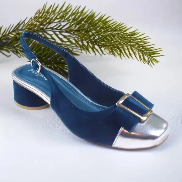 ZS Monarch Luxe Slingback Block Heels PIU_213 Amarah & Patent Rexine ladies shoes PumpItUp.pk