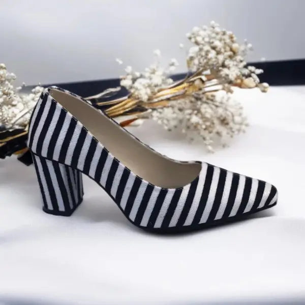 Zebra Charm Block Heels PIU_206 Amarah Rexine ladies shoes PumpItUp.pk