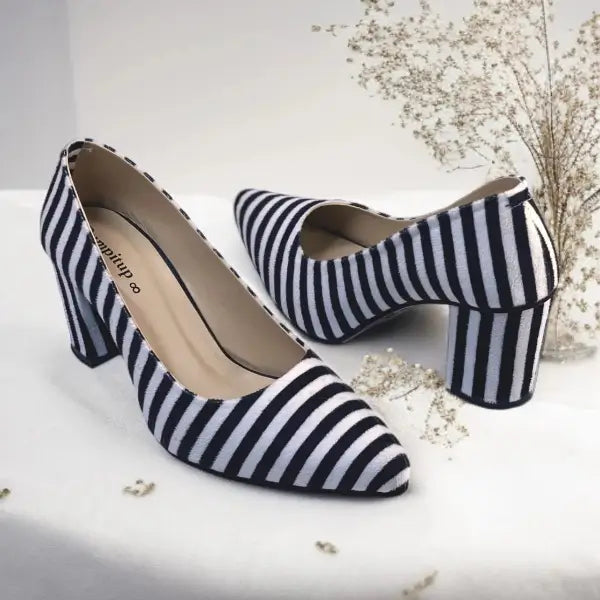 Zebra Charm Block Heels PIU_206 Amarah Rexine ladies shoes PumpItUp.pk