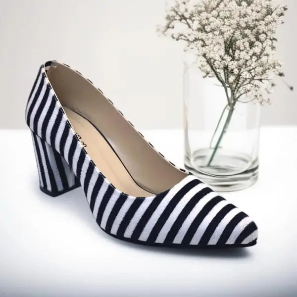 Zebra Charm Block Heels PIU_206 Amarah Rexine ladies shoes PumpItUp.pk
