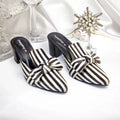 Zebra Luxe Knot Block Heel PIU_179 Amarah Sweet Rexine ladies shoes PumpItUp.pk
